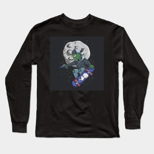 Alien with Skateboard Long Sleeve T-Shirt